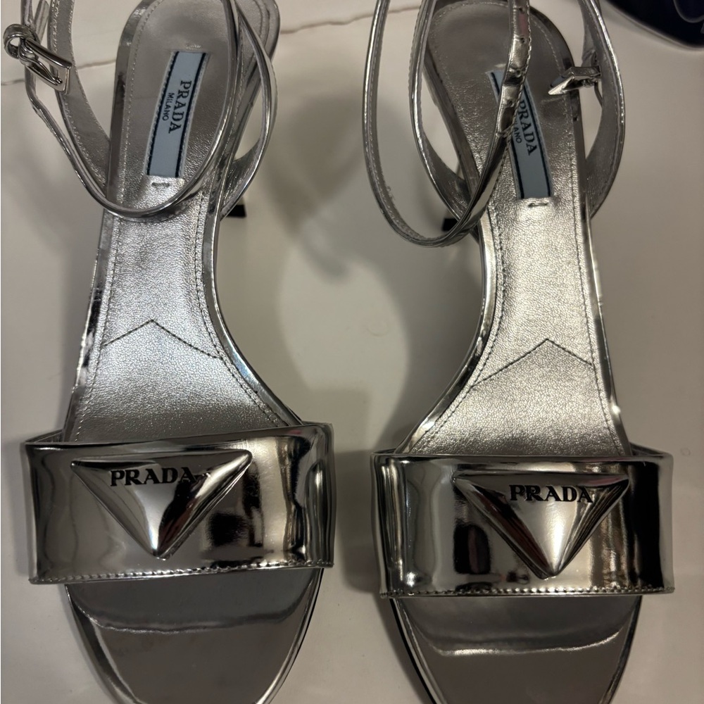 Prada silver heels